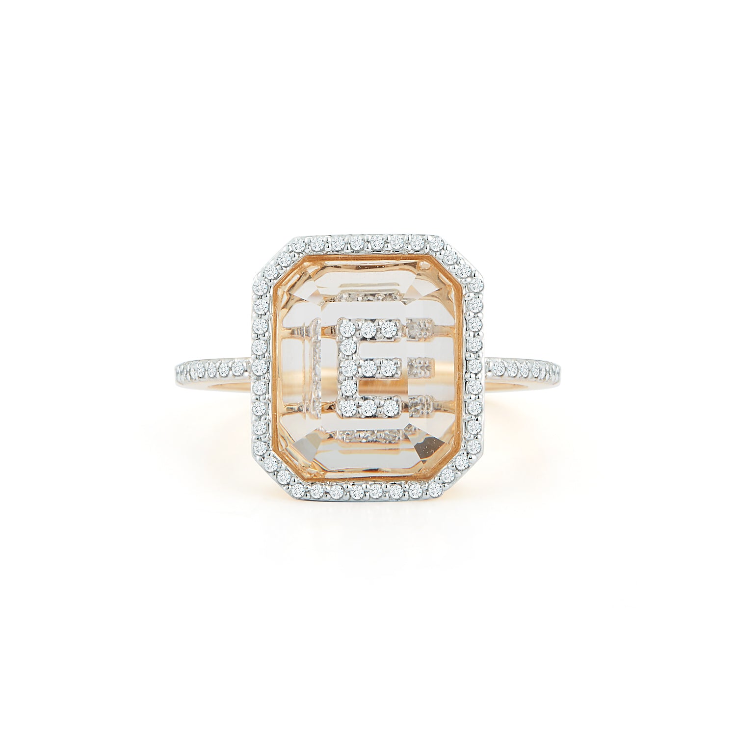 14kt Diamond Frame Secret Initial Ring