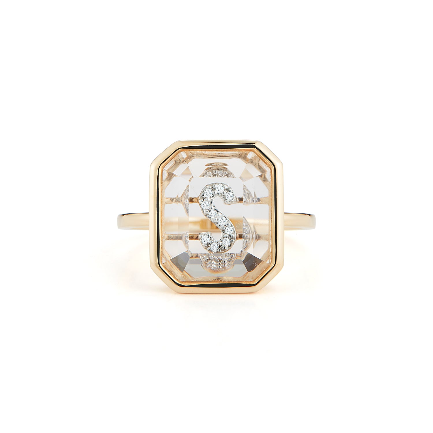 14kt Gold Frame Secret Initial Ring