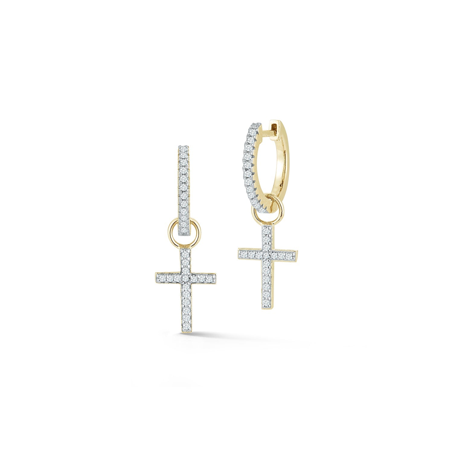 14kt Gold Diamond Huggie With Detachable Cross — фото 2