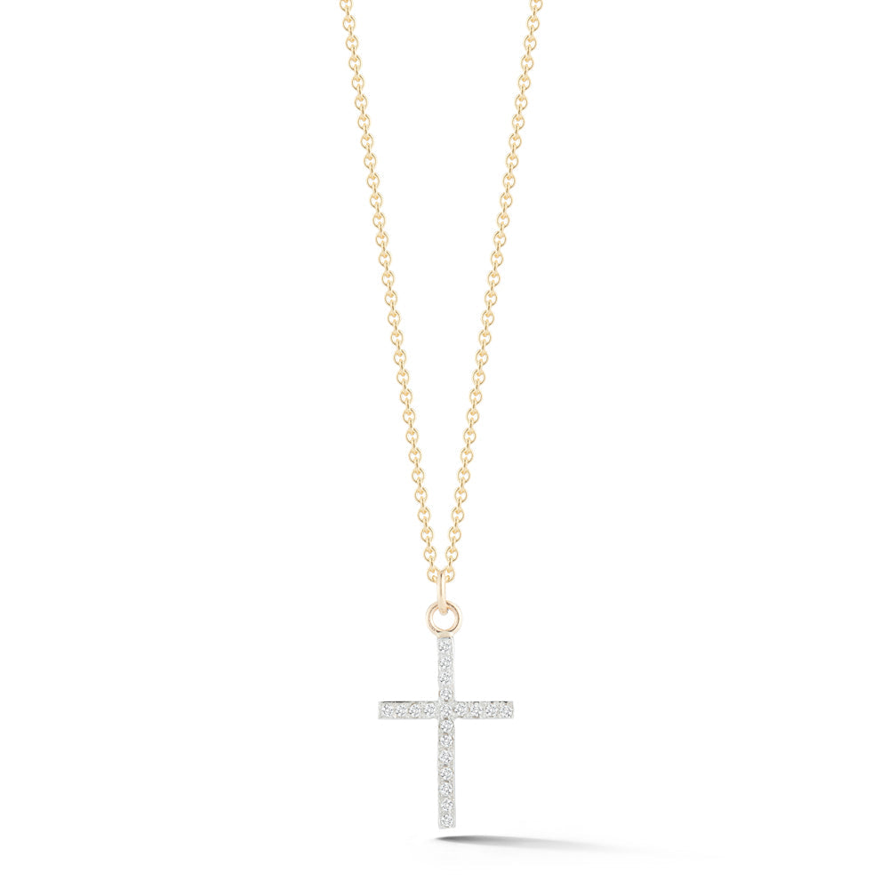 14kt Gold Small Diamond Cross Necklace — фото 3