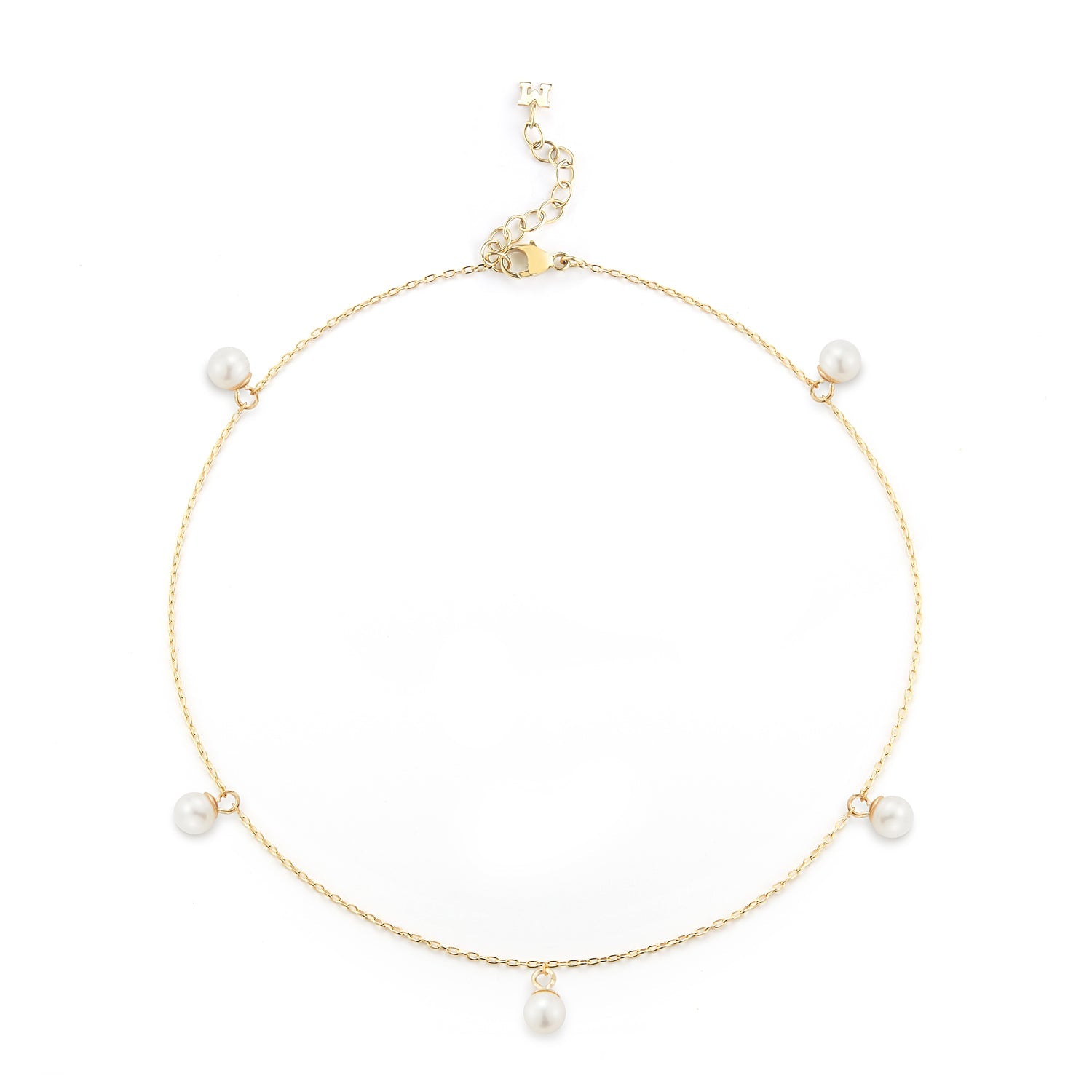 14kt Gold 5 Point Pearl Anklet