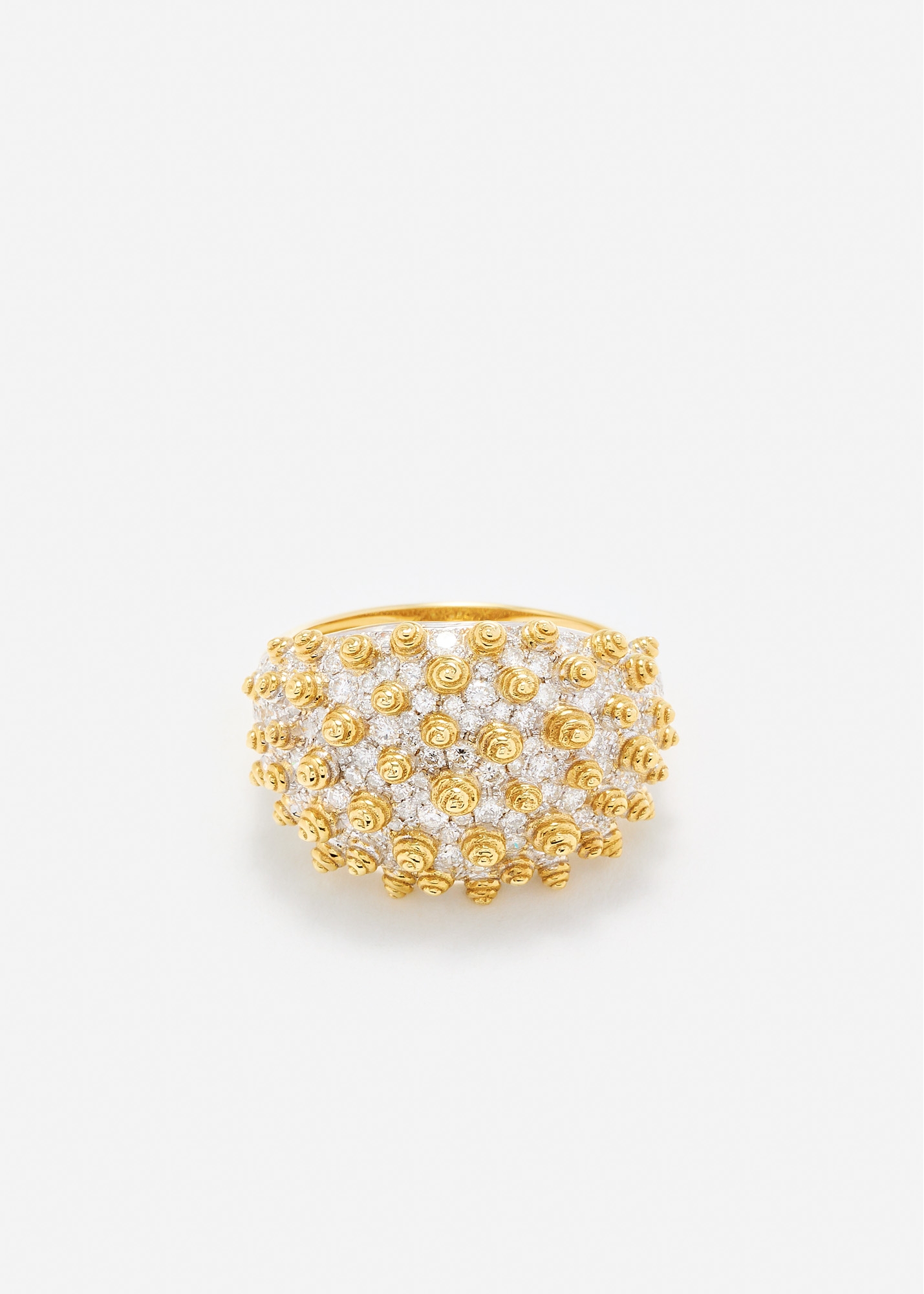 BAGUE PICOTS DIAMANTS OR JAUNE