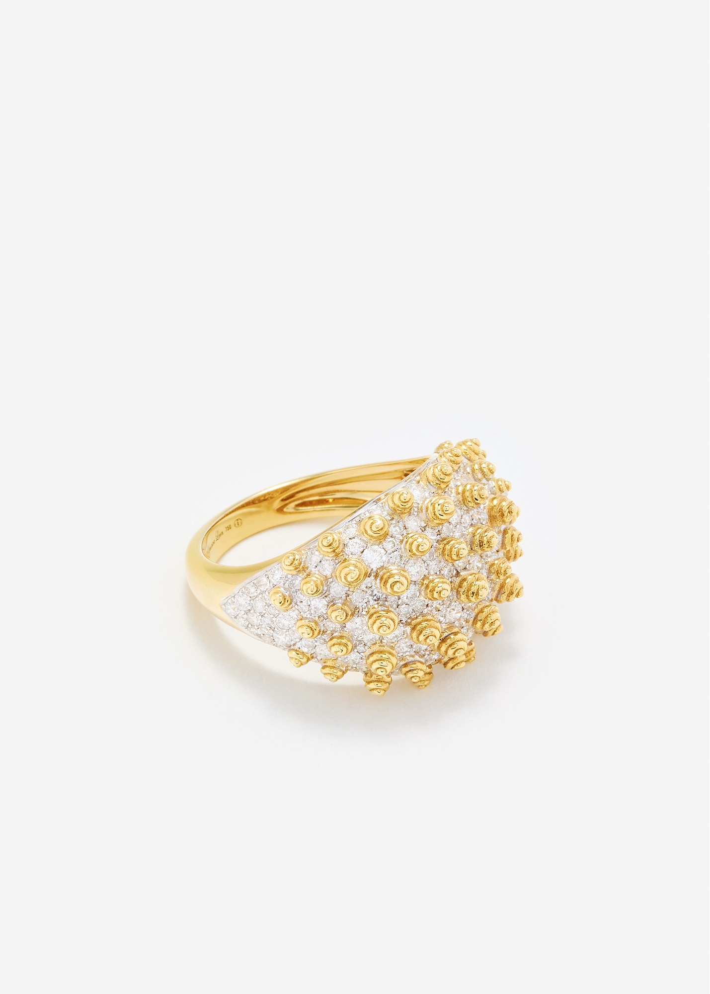 BAGUE PICOTS DIAMANTS OR JAUNE — фото 3
