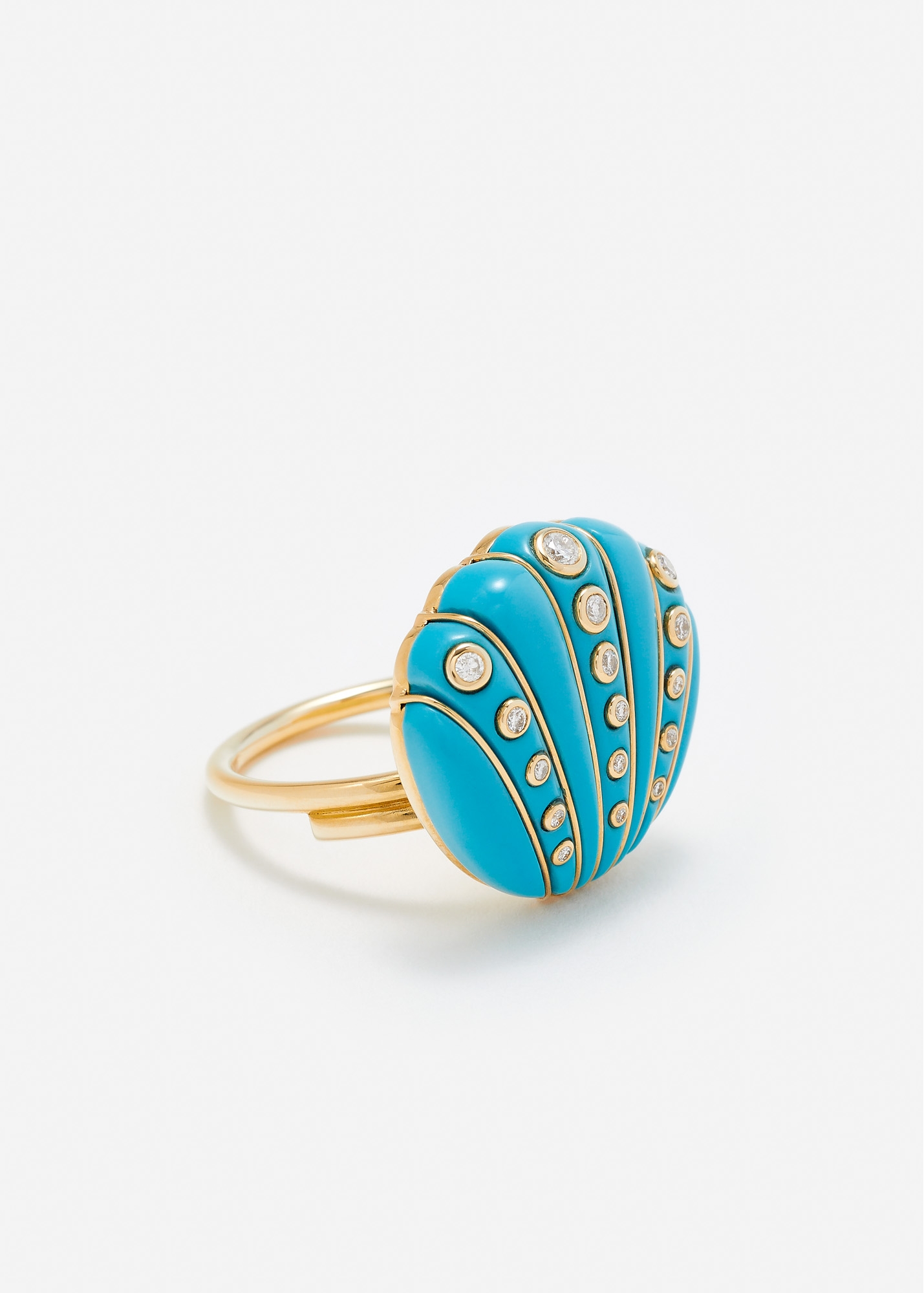 BAGUE COQUILLAGE TURQUOISE OR JAUNE — фото 3