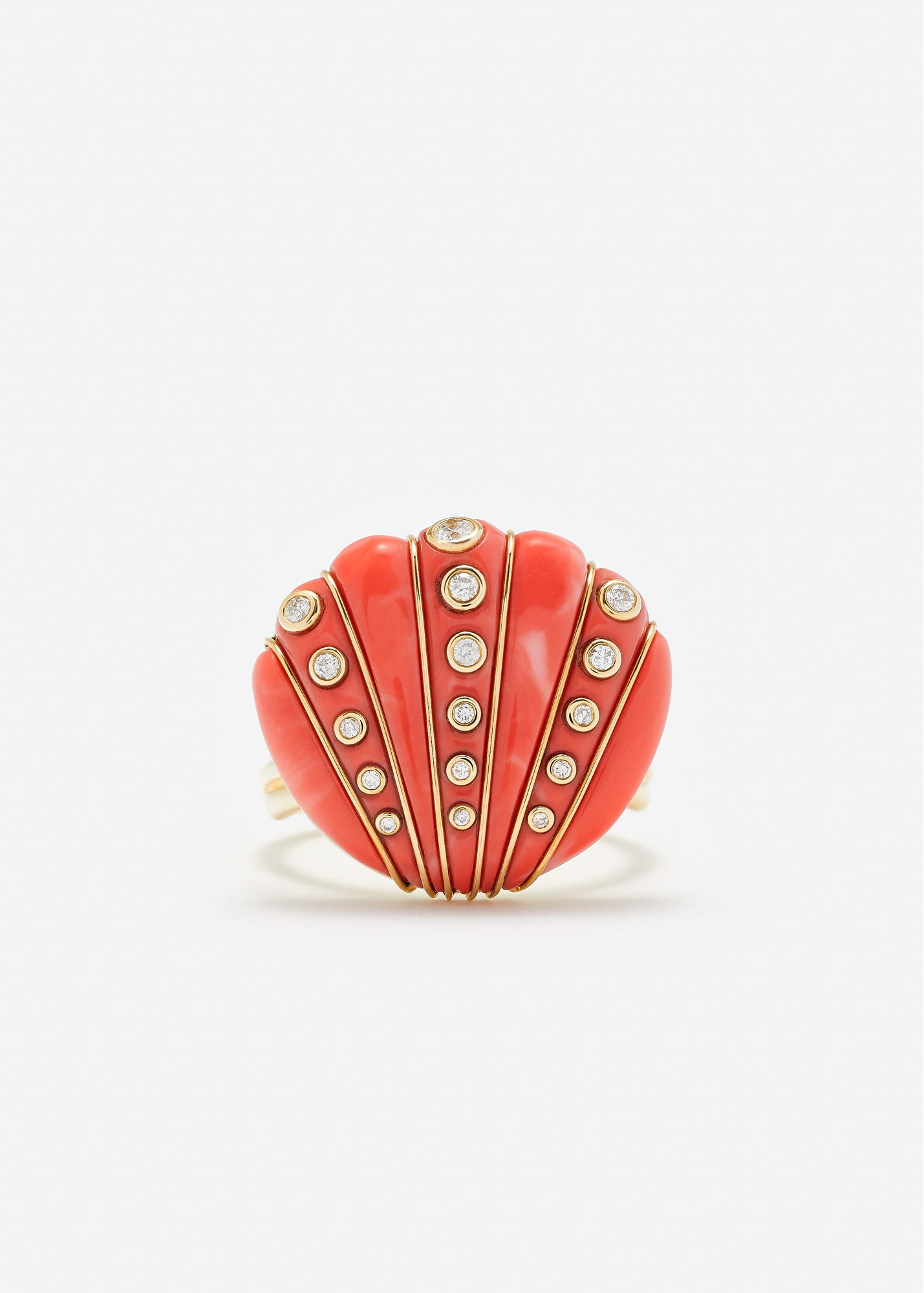 BAGUE COQUILLAGE CORAIL OR JAUNE