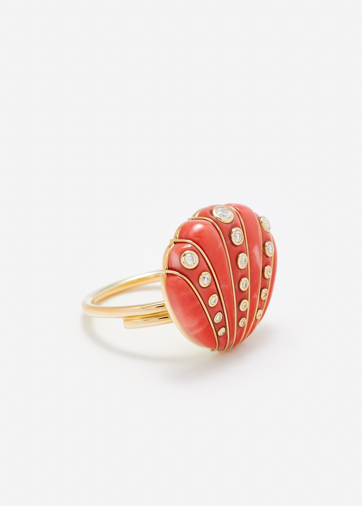 BAGUE COQUILLAGE CORAIL OR JAUNE — фото 3