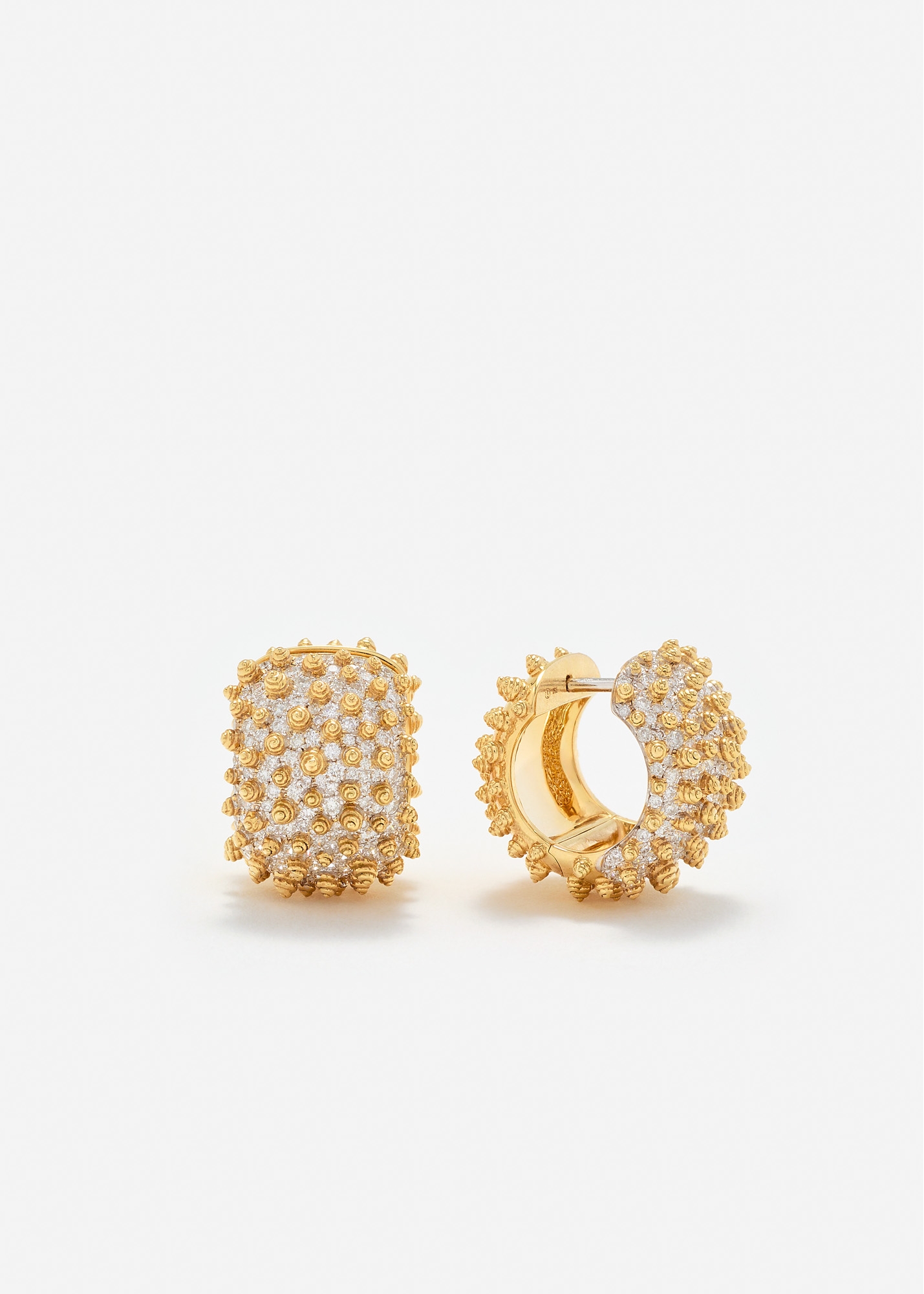 PAIRE DE CRÉOLES PICOTS DIAMANTS OR JAUNE