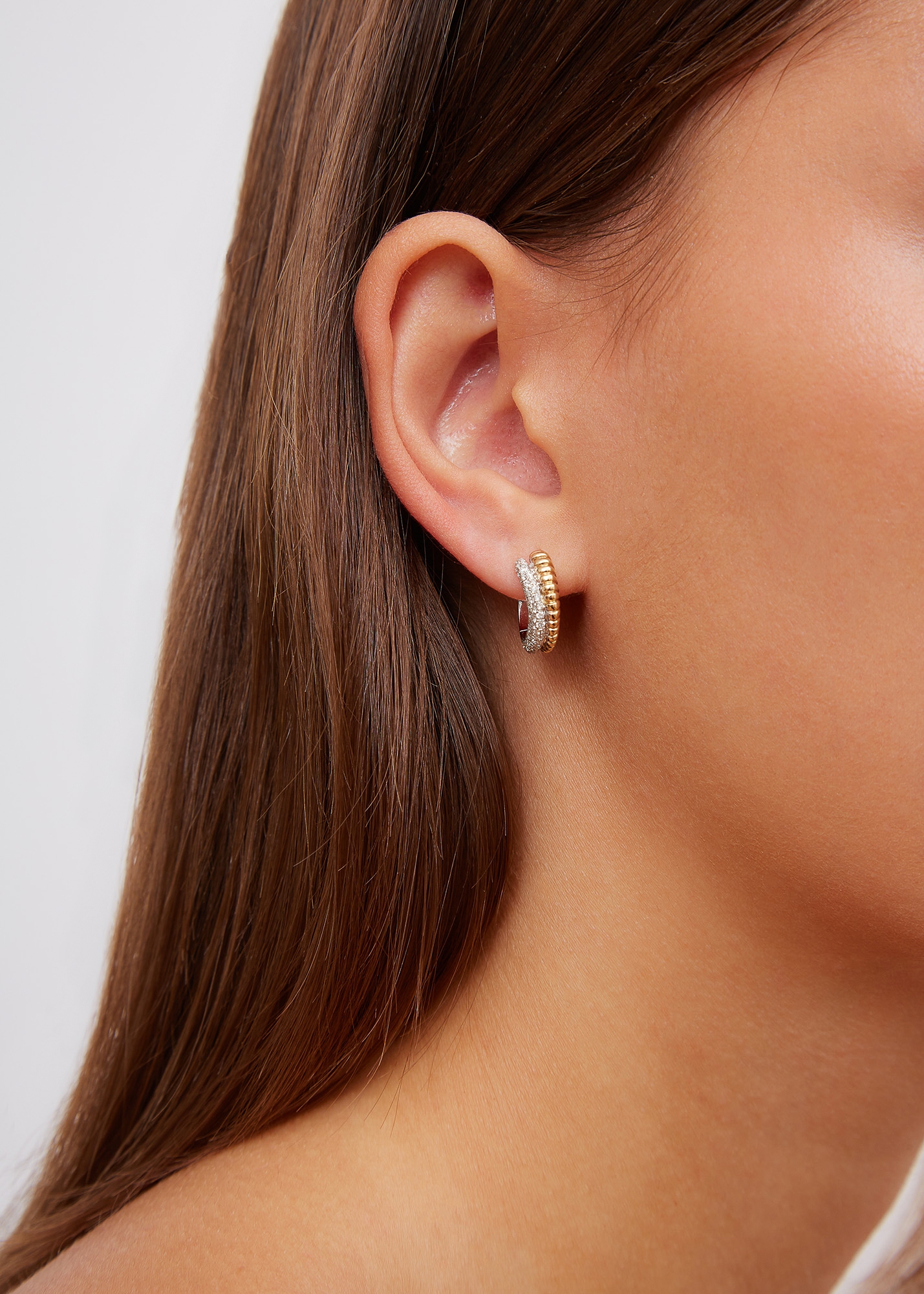 PAIRE DE CRÉOLES BOUÉES VAGUE DIAMANTS 2 ORS — фото 4