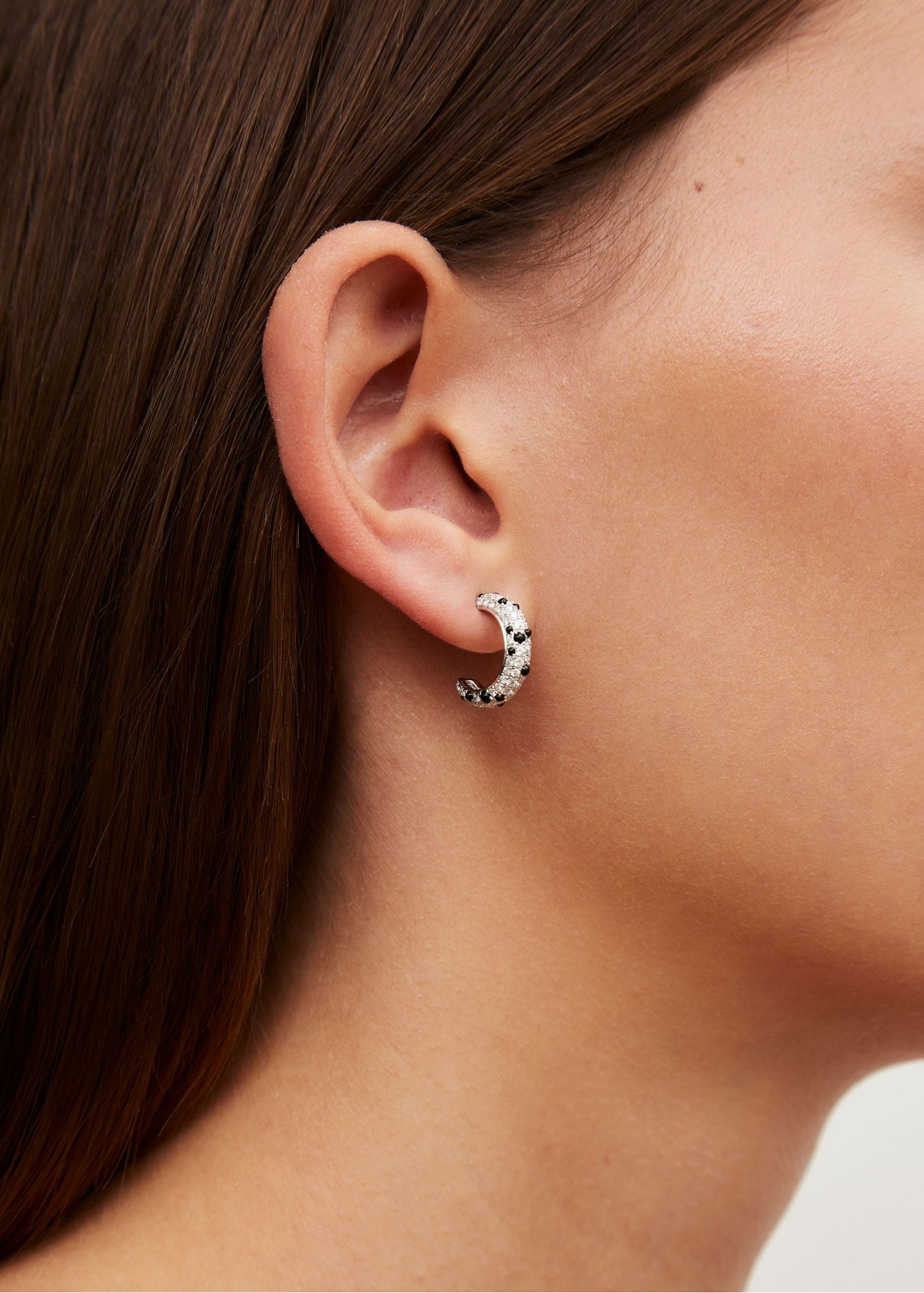 PAIRE DE CREOLES DALMATIEN DIAMANTS OR BLANC — фото 3