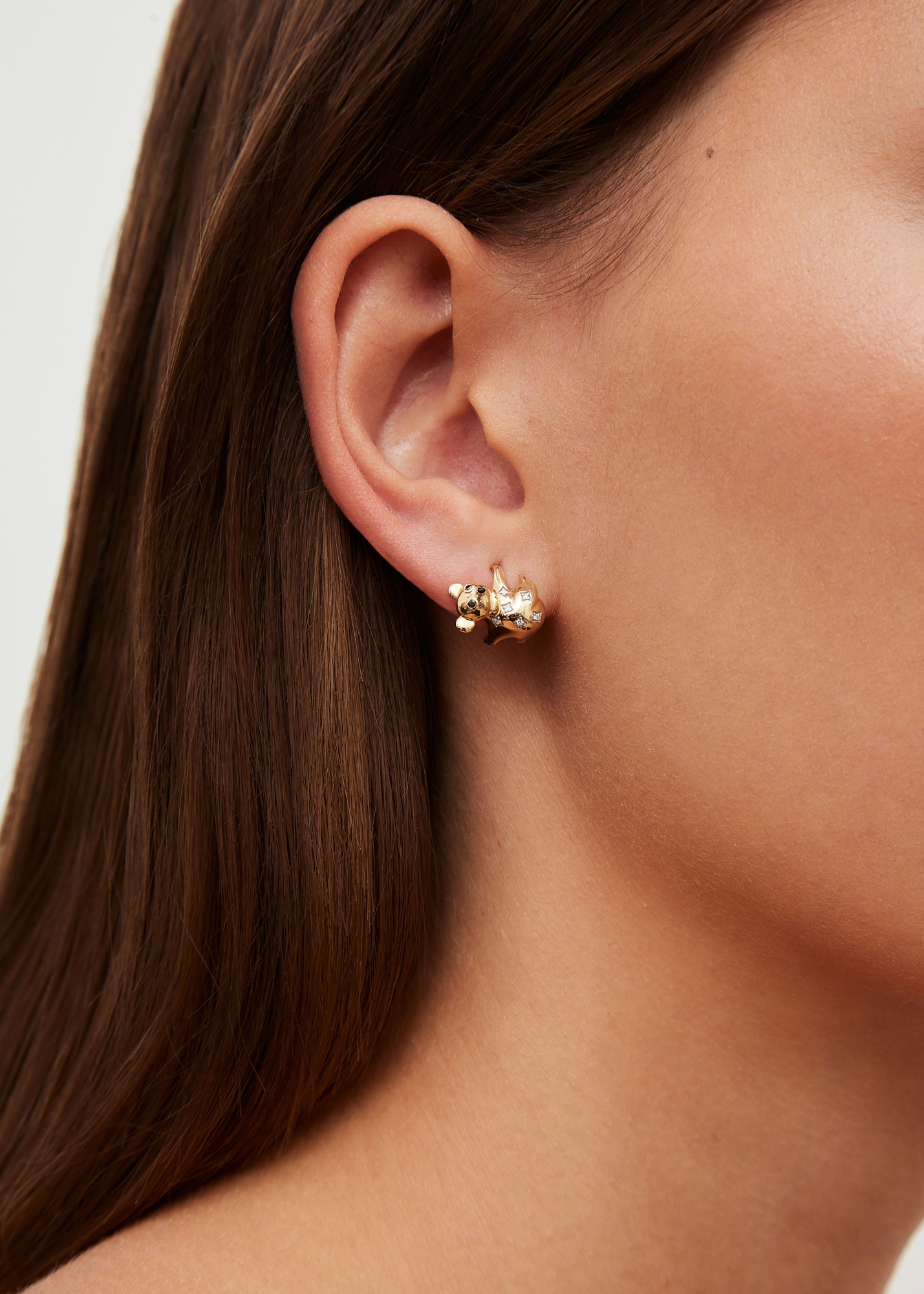 PAIRE DE BOUCLES D’OREILLE KOALA GOLD OR JAUNE — фото 3
