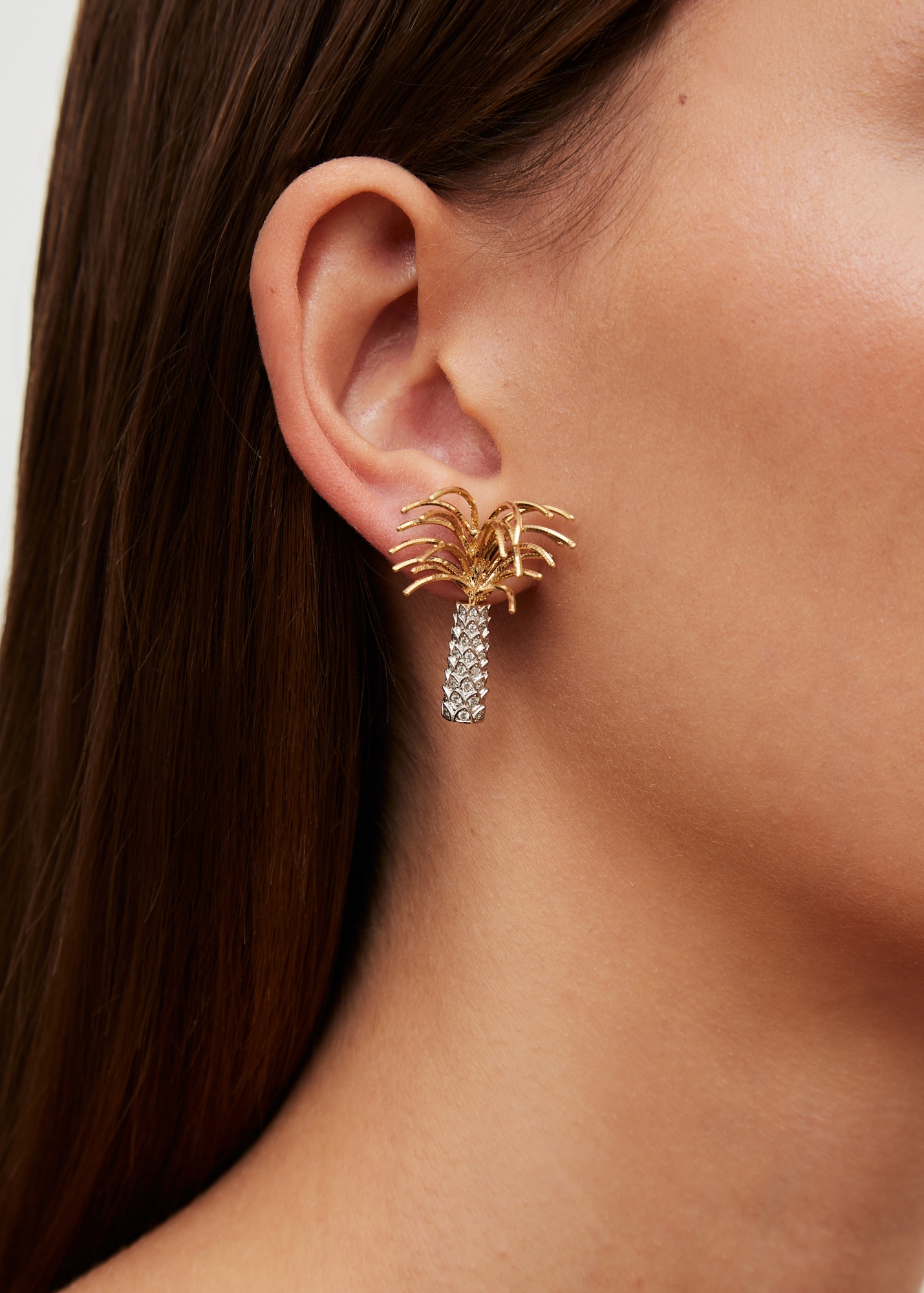 PAIRE DE BOUCLES D’OREILLE PALMIER OR JAUNE — фото 2