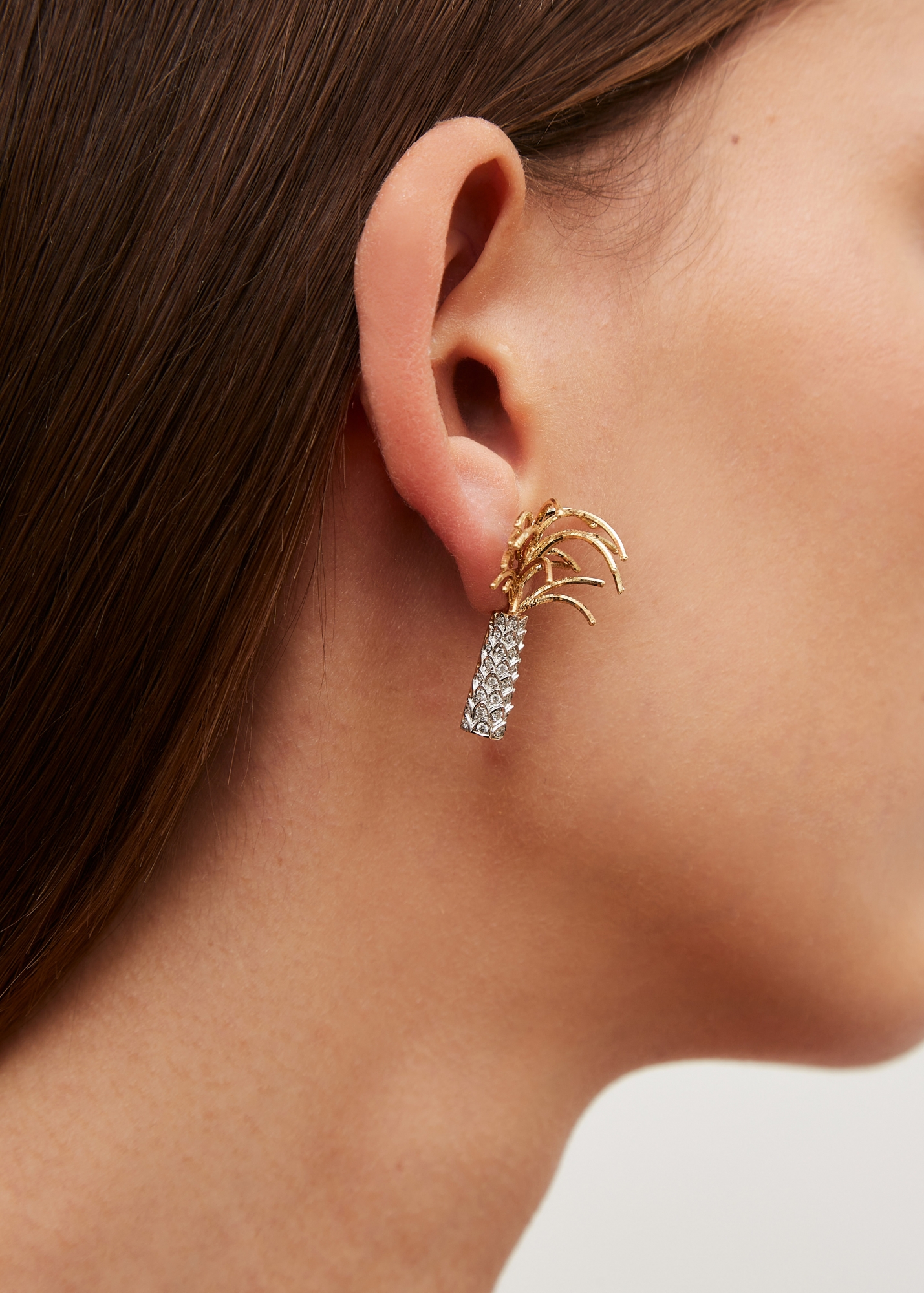 PAIRE DE BOUCLES D’OREILLE PALMIER OR JAUNE — фото 3