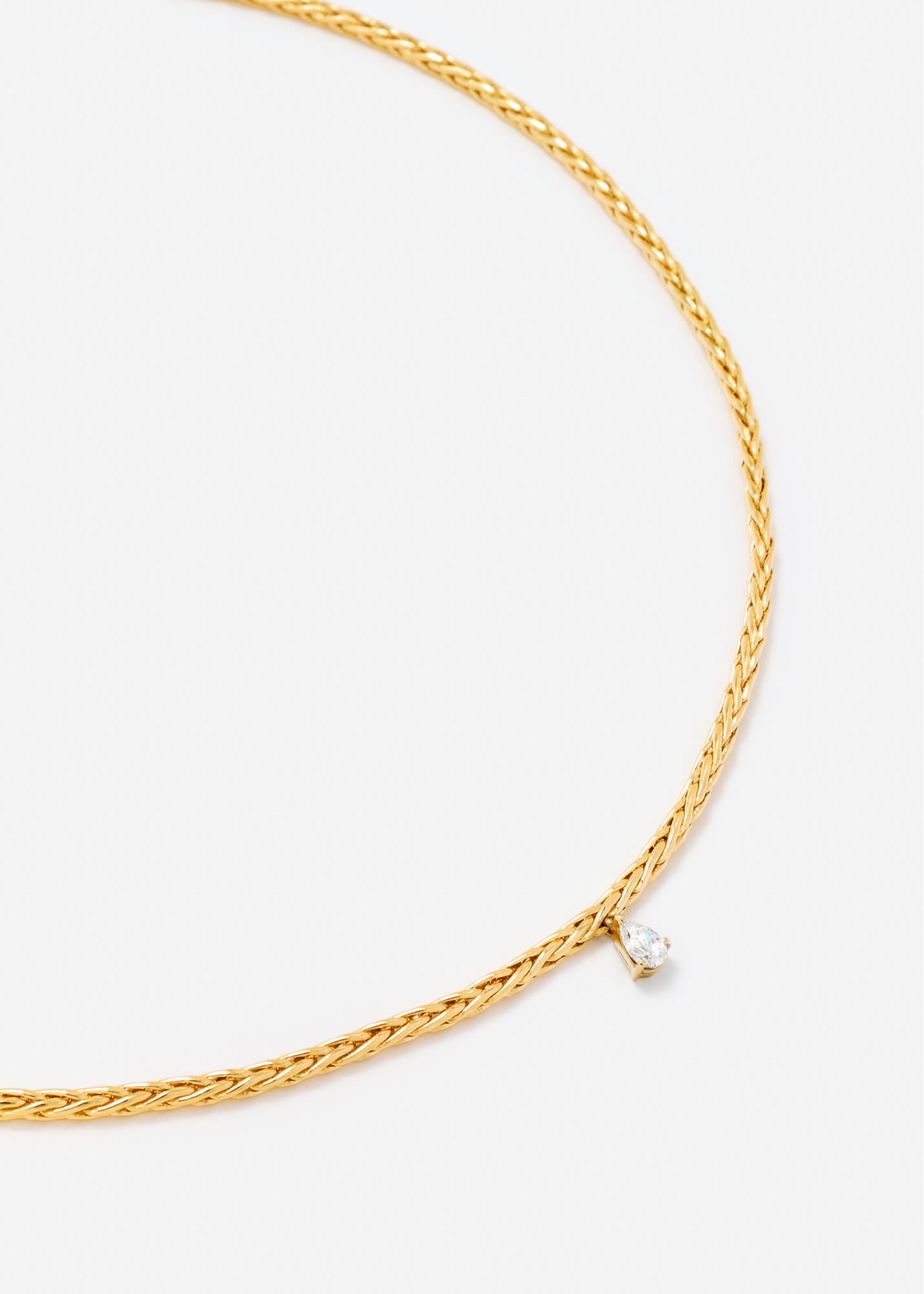 COLLIER PALMIER FLOTTANT DIAMANT POIRE OR JAUNE — фото 3
