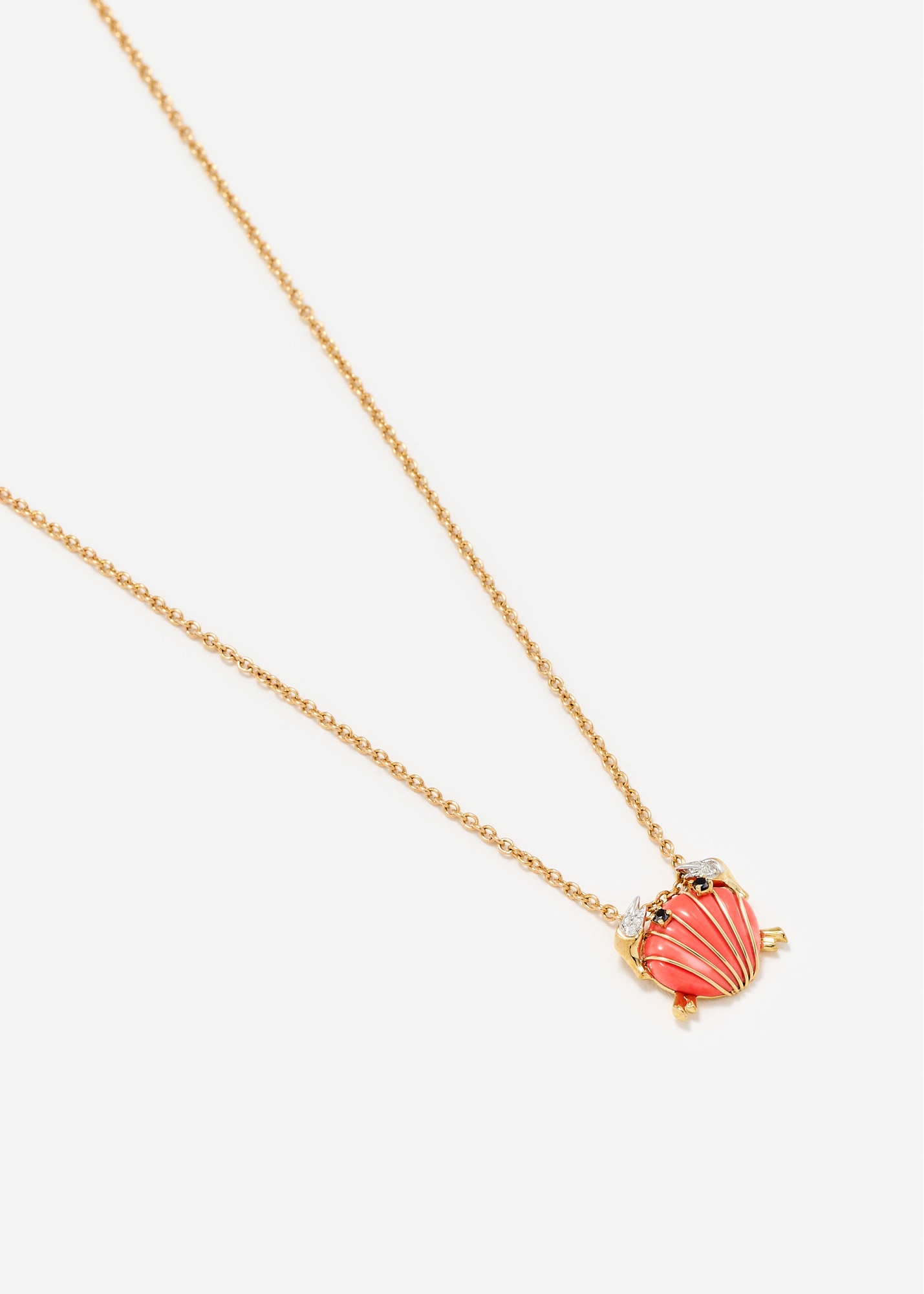 PENDENTIF MINI CRABE COQUILLAGE CORAIL OR JAUNE — фото 3