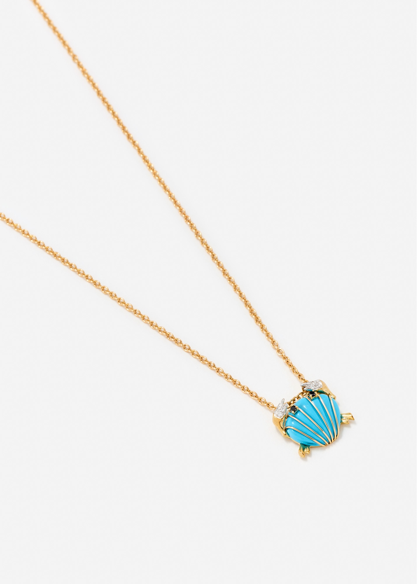PENDENTIF MINI CRABE COQUILLAGE TURQUOISE OR JAUNE — фото 3
