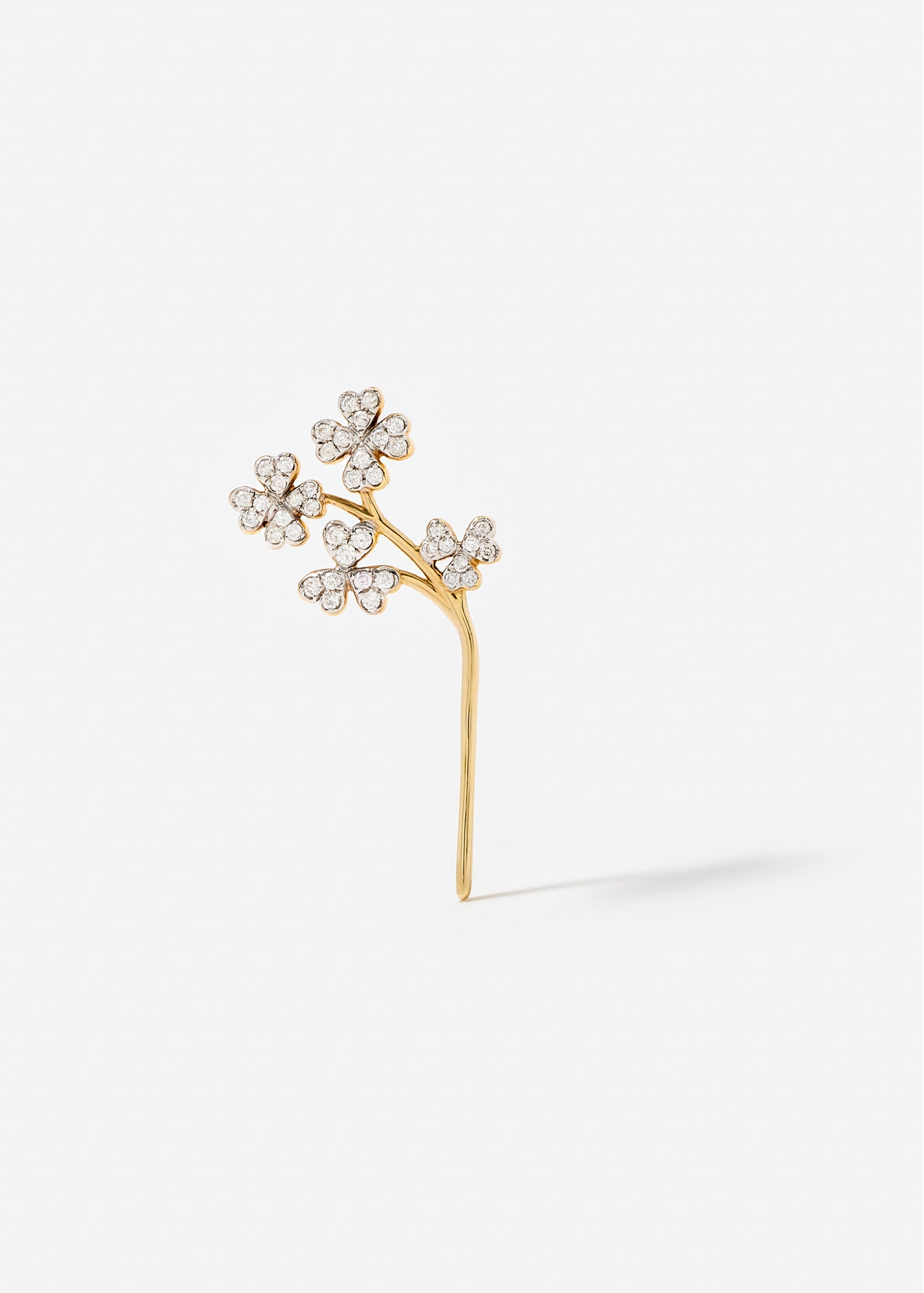 FLEUR DE CÔTÉ TRÈFLES DIAMANTS OR JAUNE