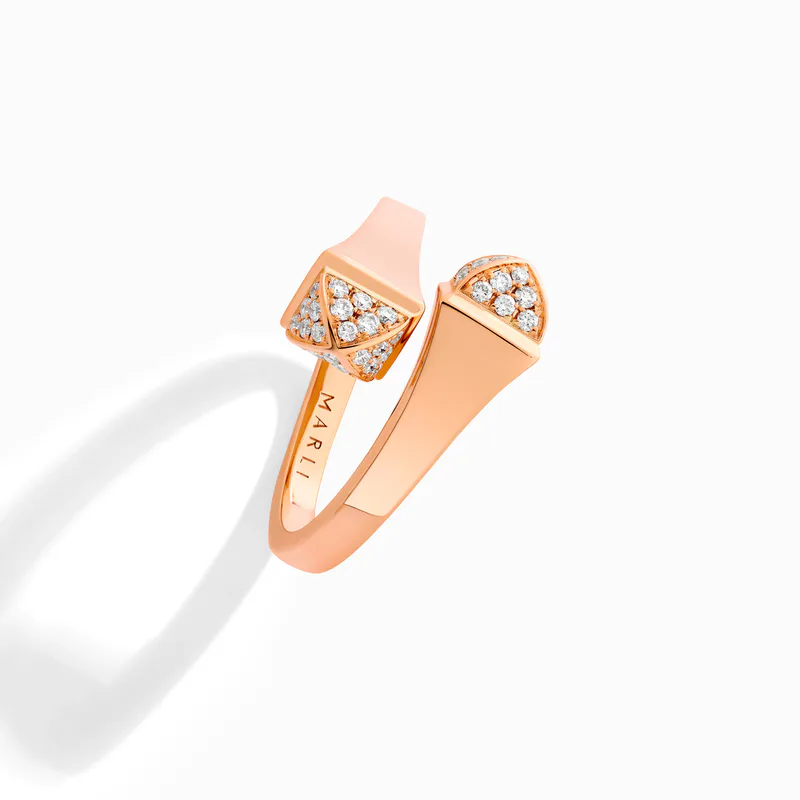 Cleo Gold Midi Ring with Diamond Pyramids