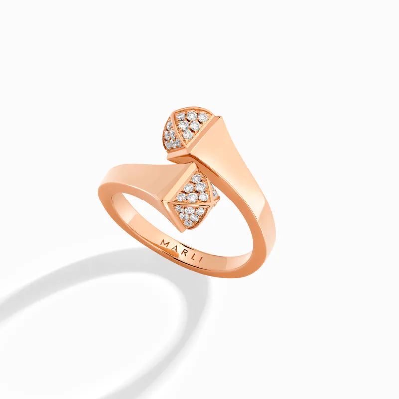 Cleo Gold Midi Ring with Diamond Pyramids