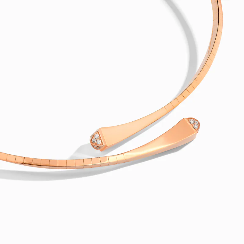 Cleo Gold Midi Choker with Diamond Pyramids