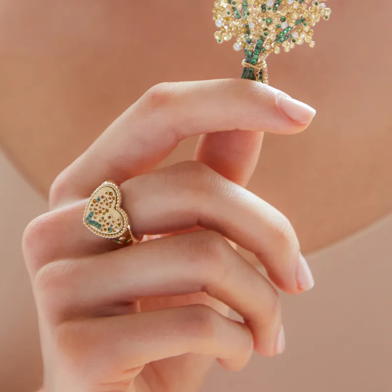 CHEVALIÈRE COEUR MIMOSA OR JAUNE