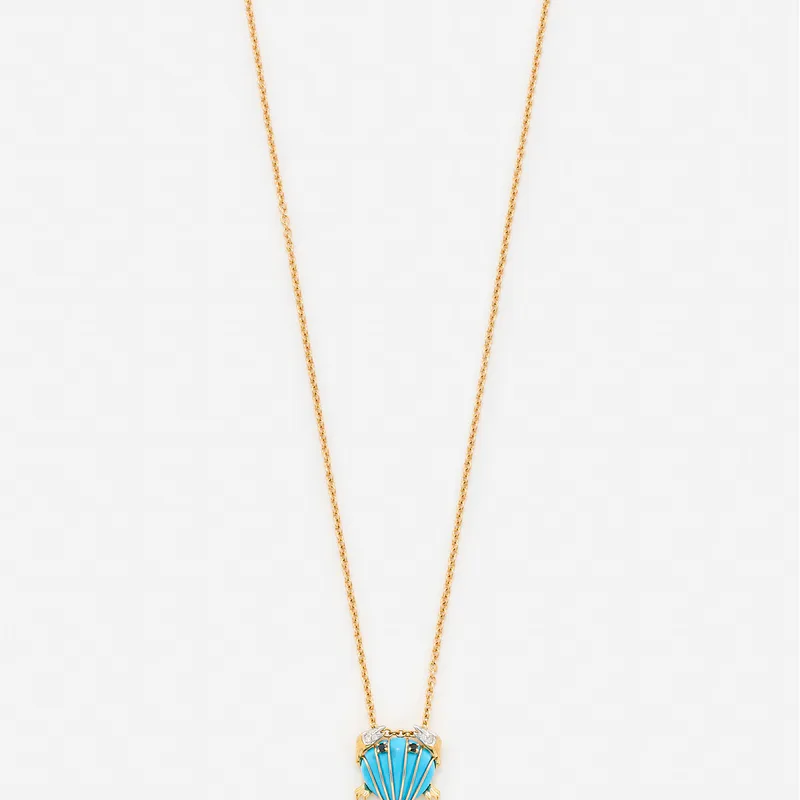 PENDENTIF MINI CRABE COQUILLAGE TURQUOISE OR JAUNE