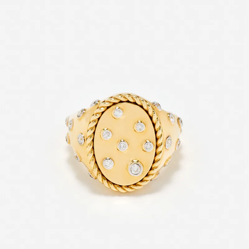 CHEVALIÈRE OVALE PLUMETIS DIAMANTS OR JAUNE