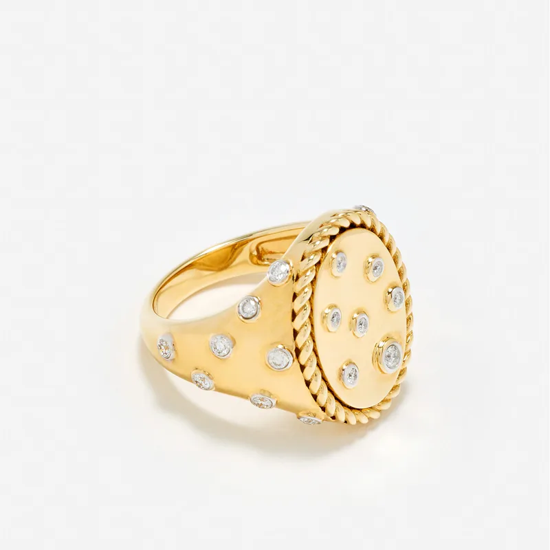 CHEVALIÈRE OVALE PLUMETIS DIAMANTS OR JAUNE