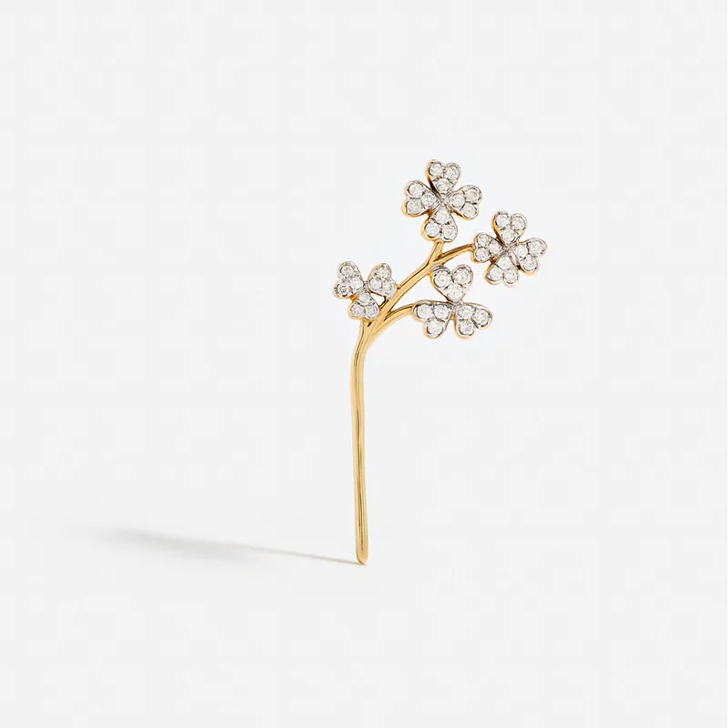 FLEUR DE CÔTÉ TRÈFLES DIAMANTS OR JAUNE