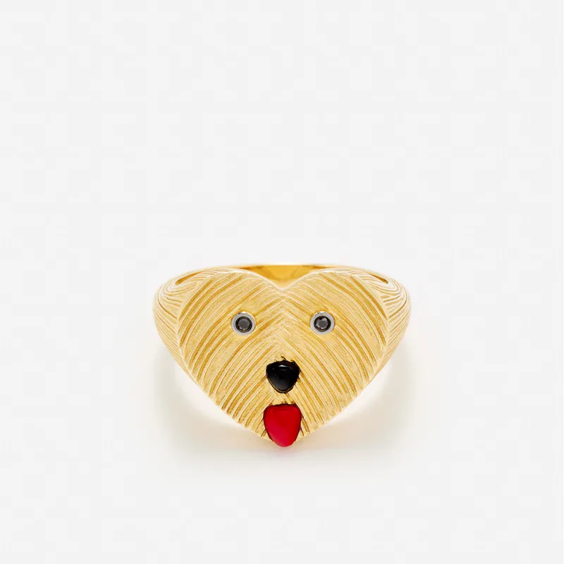 CHEVALIÈRE COEUR TOUTOU OR JAUNE