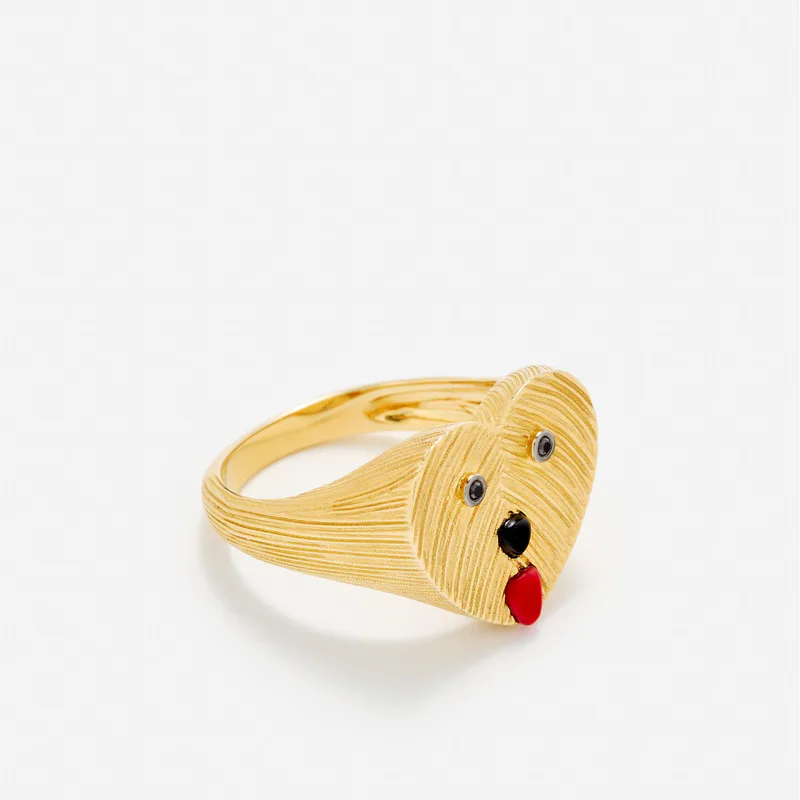 CHEVALIÈRE COEUR TOUTOU OR JAUNE