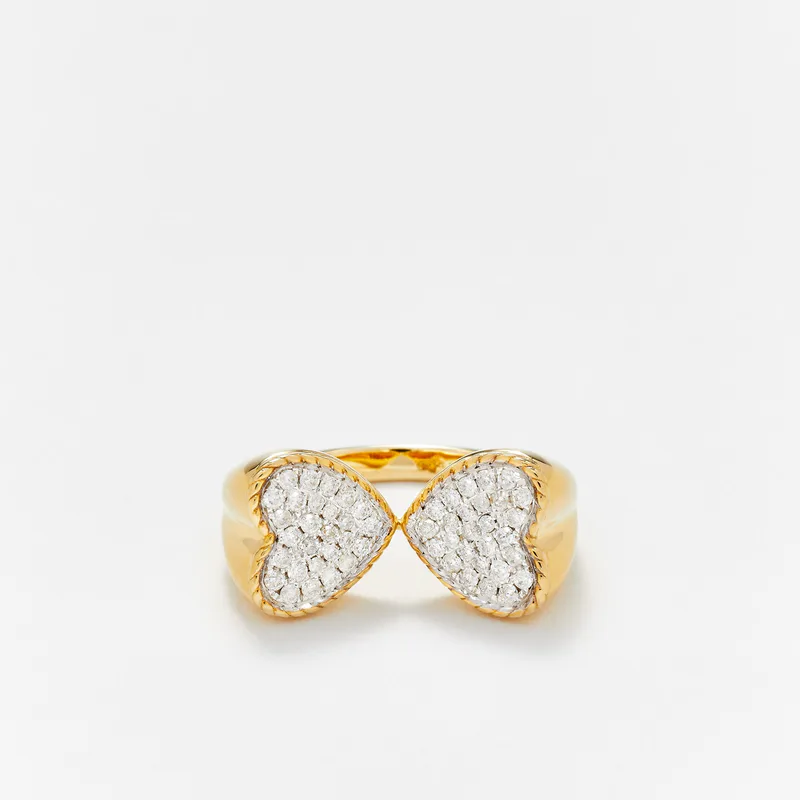 BAGUE TOI & MOI COEUR DIAMANTS OR JAUNE