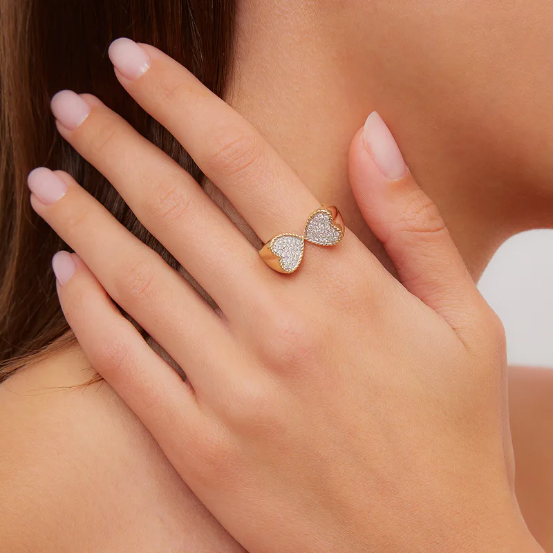 BAGUE TOI & MOI COEUR DIAMANTS OR JAUNE