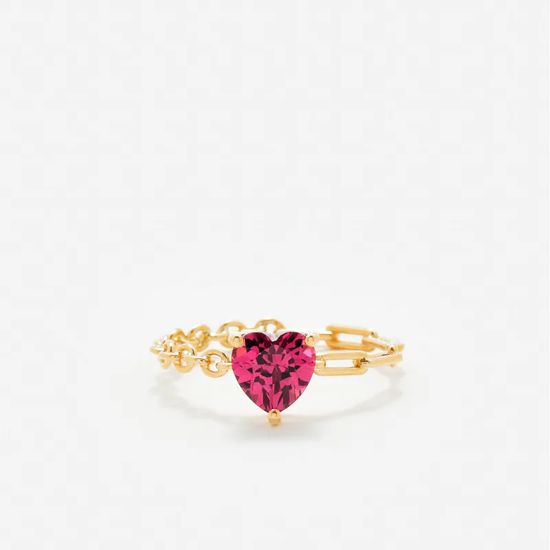 BAGUE SOLITAIRE COEUR OR JAUNE