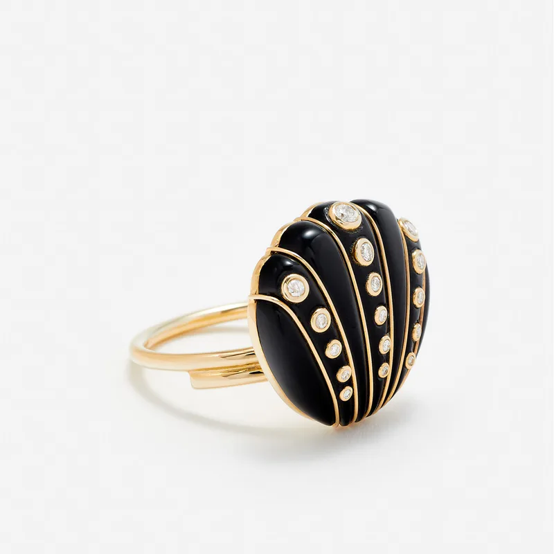 BAGUE COQUILLAGE ONYX OR JAUNE