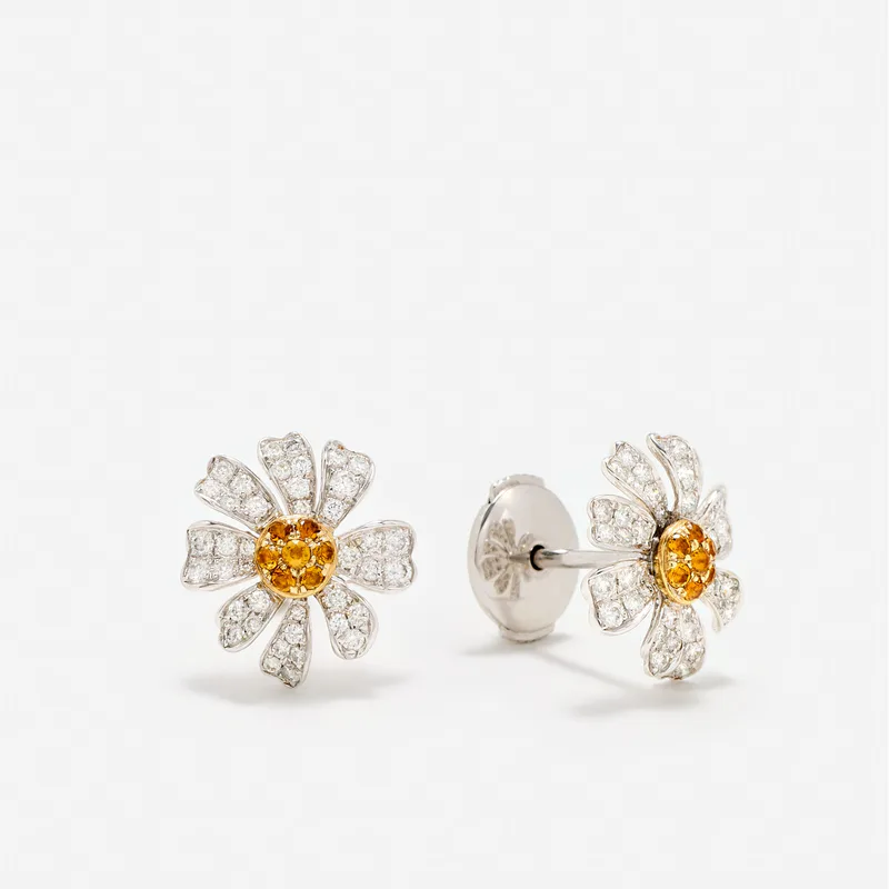 PAIRE DE PUCES MARGUERITE OR BLANC