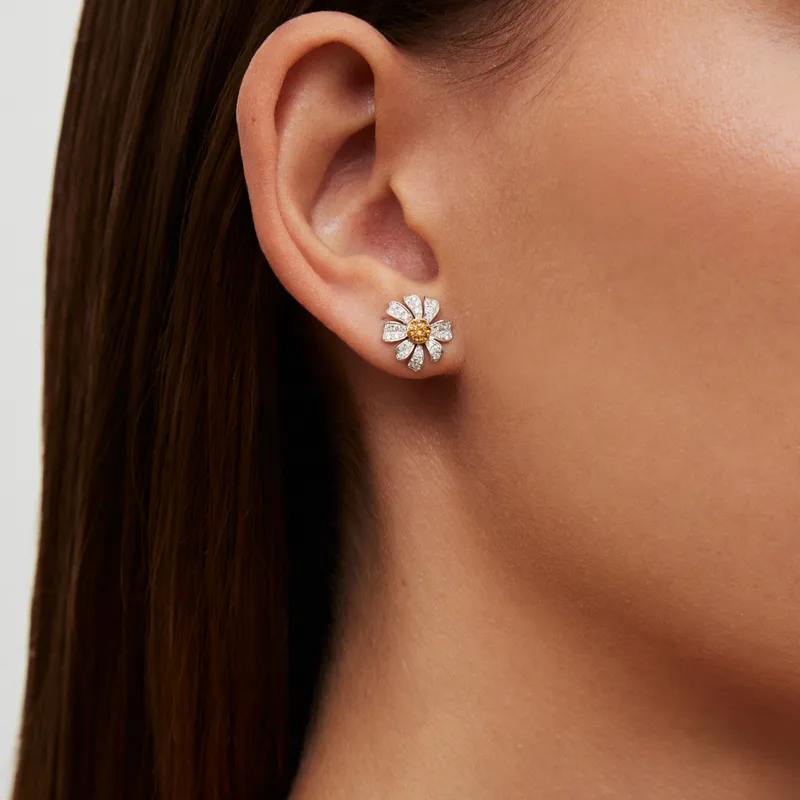 PAIRE DE PUCES MARGUERITE OR BLANC