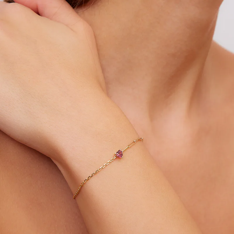 BRACELET SOLITAIRE COEUR PM OR JAUNE