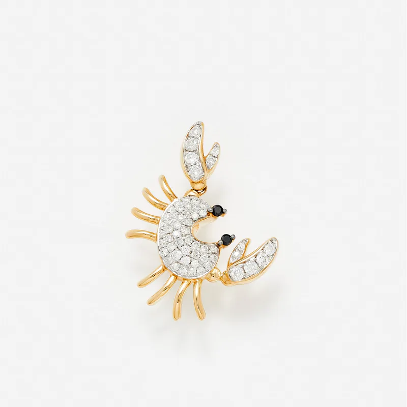 BOUCLE D'OREILLE CRUSTACÉ DIAMANTS OR JAUNE