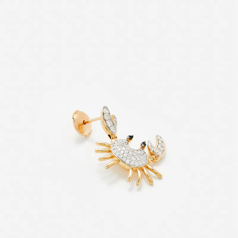 BOUCLE D'OREILLE CRUSTACÉ DIAMANTS OR JAUNE