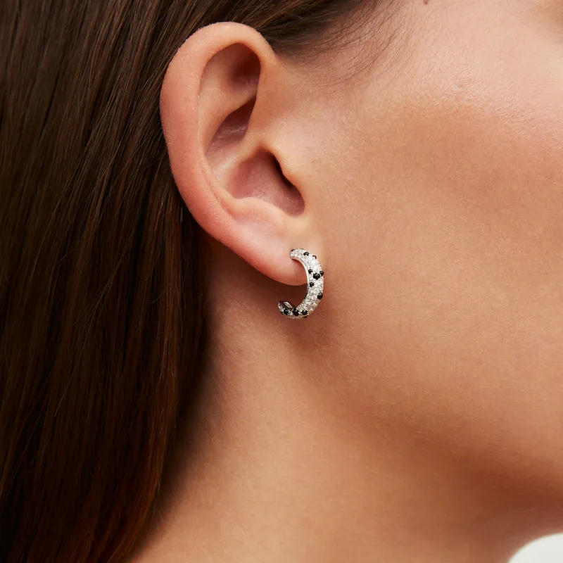 PAIRE DE CREOLES DALMATIEN DIAMANTS OR BLANC