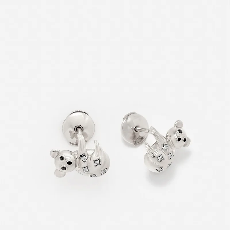 PAIRE DE BOUCLES D’OREILLE KOALA GOLD OR BLANC