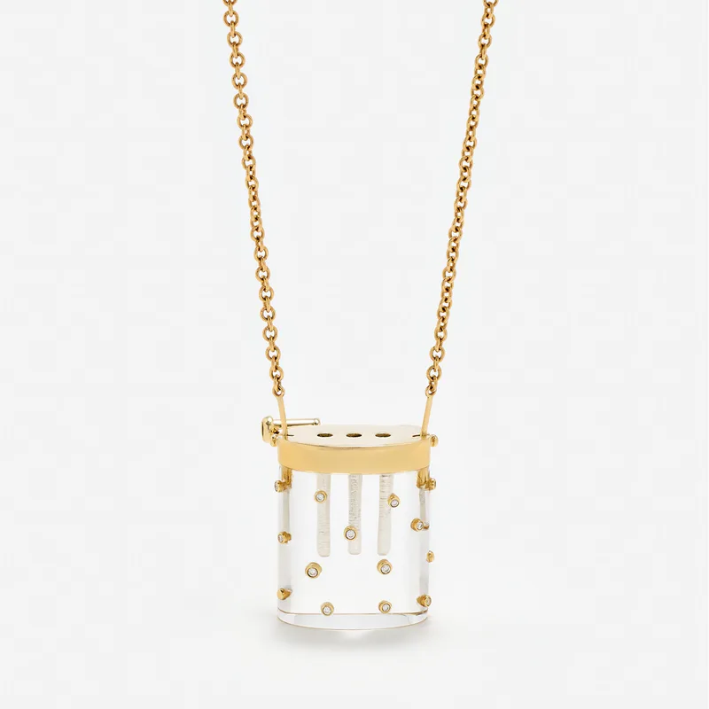 COLLIER BROCHE VASE CRYSTAL OR JAUNE