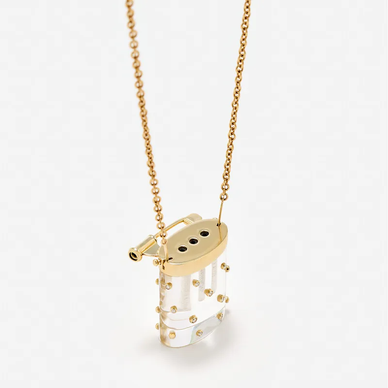 COLLIER BROCHE VASE CRYSTAL OR JAUNE