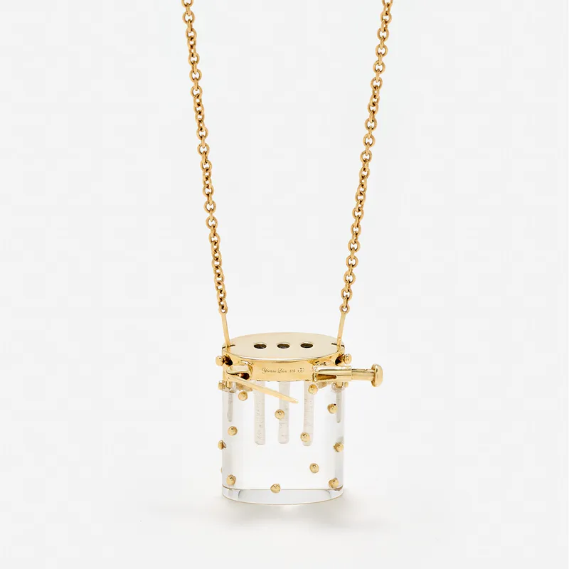 COLLIER BROCHE VASE CRYSTAL OR JAUNE