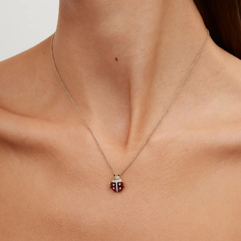 PENDENTIF MINI COCCINELLE OR JAUNE