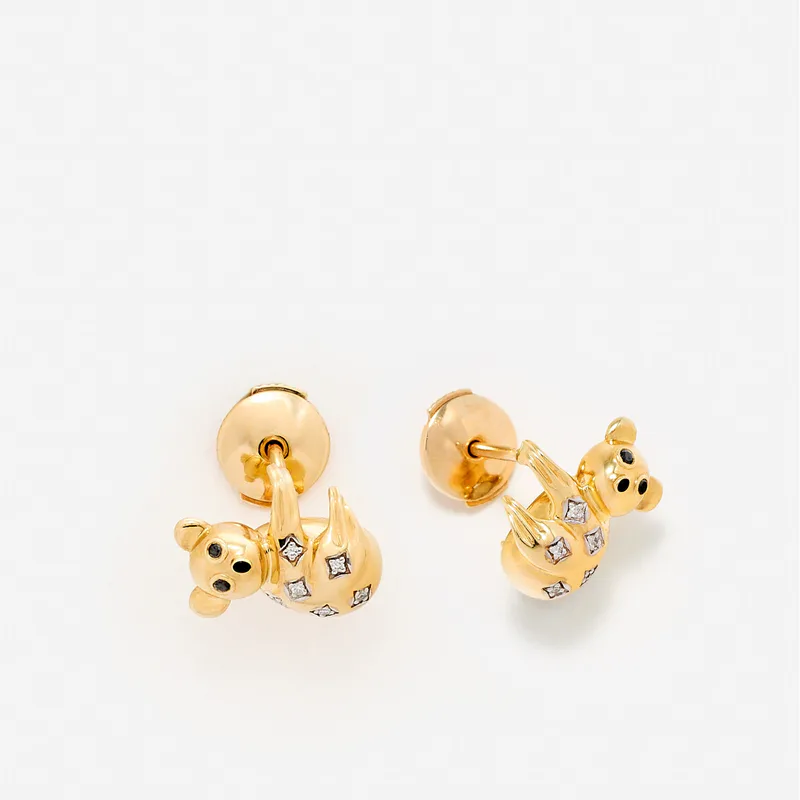 PAIRE DE BOUCLES D’OREILLE KOALA GOLD OR JAUNE
