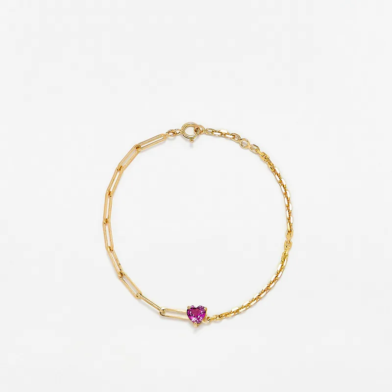 BRACELET SOLITAIRE COEUR GM OR JAUNE