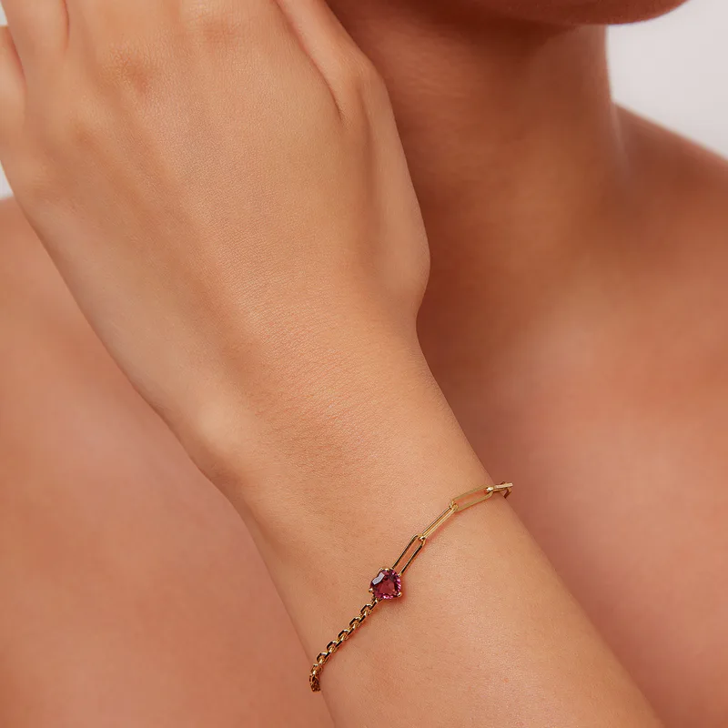 BRACELET SOLITAIRE COEUR GM OR JAUNE