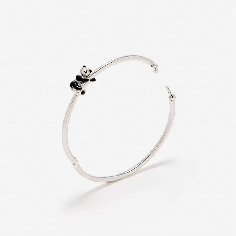 BRACELET JONC PANDA DIAMANTS OR BLANC