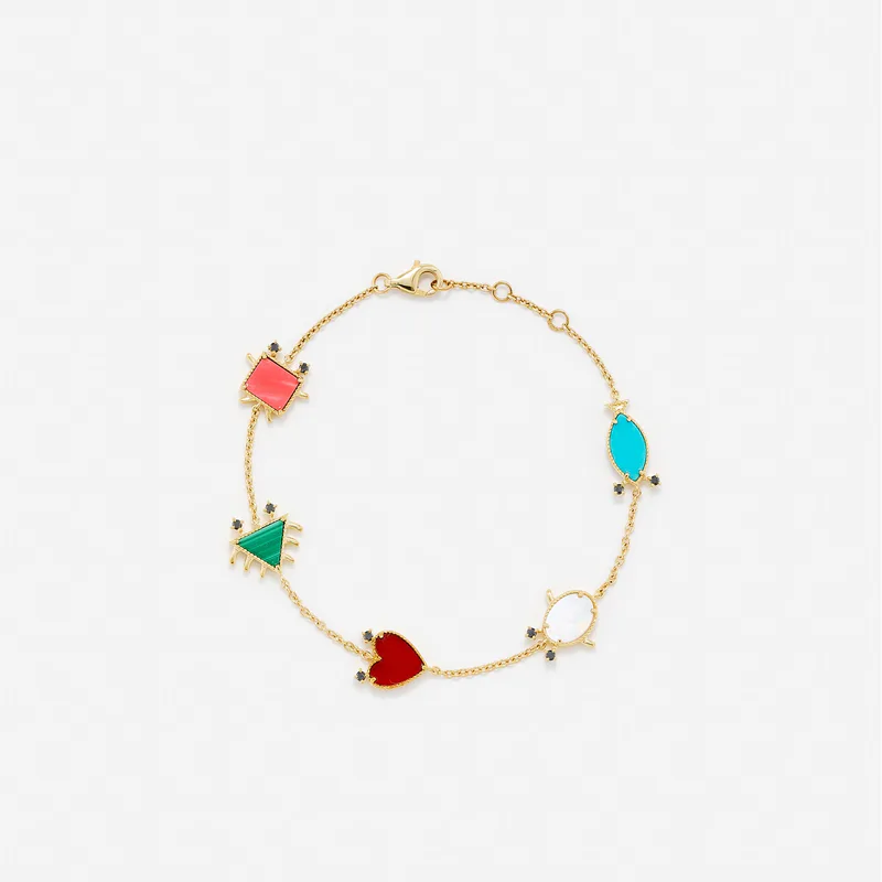 BRACELET PETITS PERSONNAGES OR JAUNE